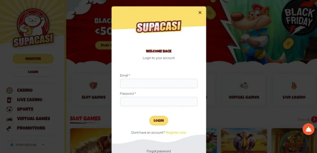 Supacasi casino login - login menu