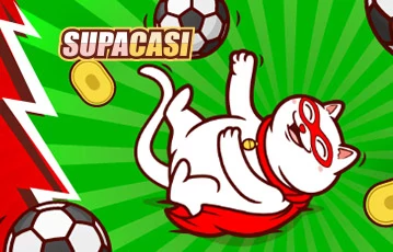 Supacasi sports - logo cat play football